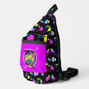 RETRO 80er BÄNDER FARBENFROHE FORMEN  Crossbody Bag