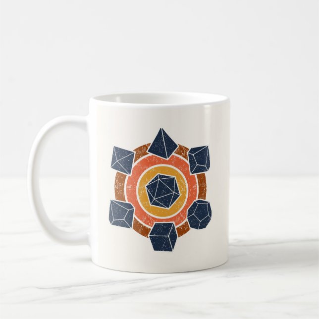 Retro-80er beschädigte RPG-Würfel Kaffeetasse (Links)