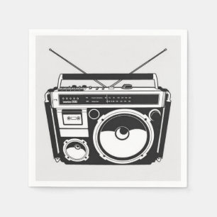 Retro 80er Boombox Grau Serviette