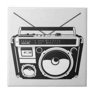 Retro 80er Boombox Gray Fliese