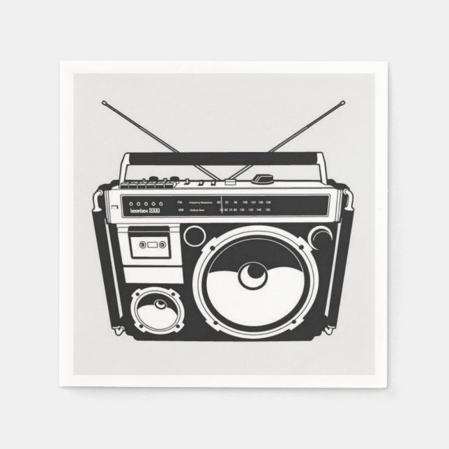 Retro 80er Boombox Gray Serviette (Vorderseite)