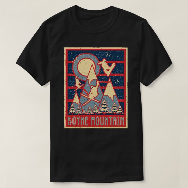 Retro 80er Boyne Mountain Ski Adventure T-Shirt (Design vorne)