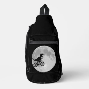 Retro 80er Dinosaur Fahrrad und Mond Crossbody Bag