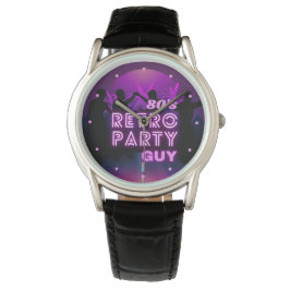 Retro 80er Disco Dance Party Neon Lila Funky Armbanduhr