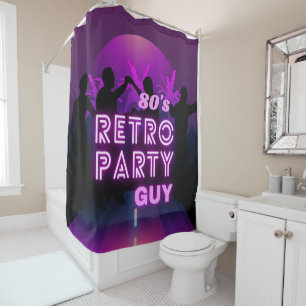 Retro 80er Disco Dance Party Neon Lila Funky Duschvorhang