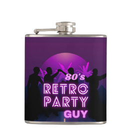 Retro 80er Disco Dance Party Neon Lila Funky Flachmann