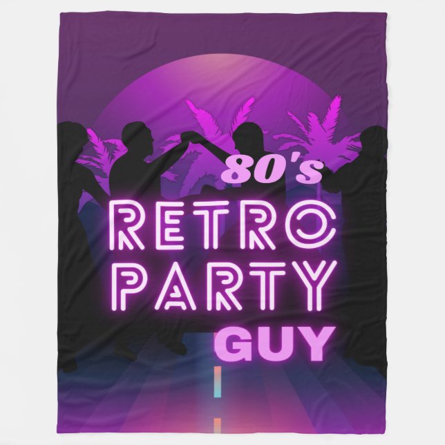 Retro 80er Disco Dance Party Neon Lila Funky Fleecedecke (Vorderseite)