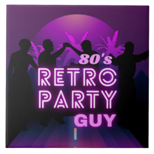 Retro 80er Disco Dance Party Neon Lila Funky Fliese