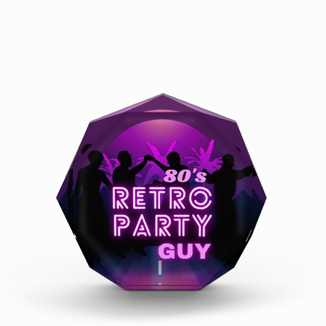Retro 80er Disco Dance Party Neon Lila Funky Fotoblock (Vorderseite)