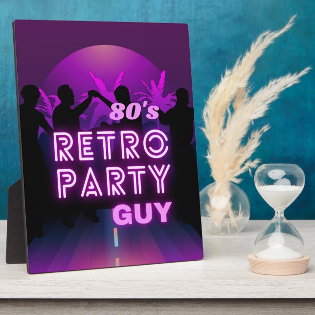 Retro 80er Disco Dance Party Neon Lila Funky Fotoplatte (Seite)