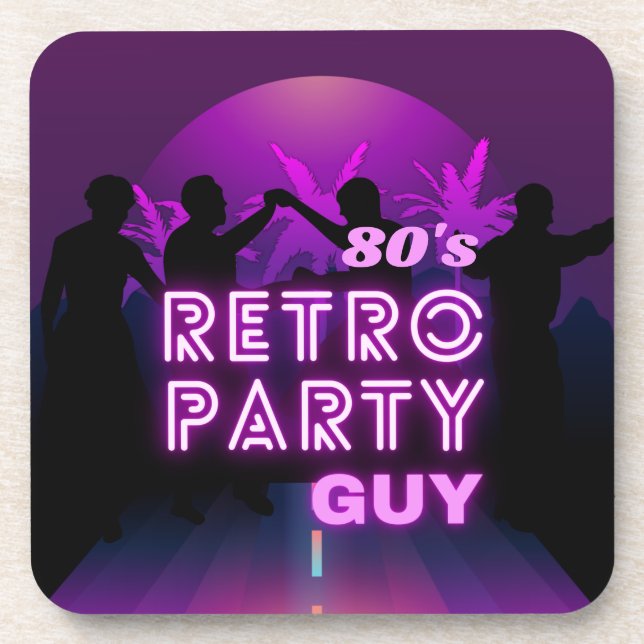 Retro 80er Disco Dance Party Neon Lila Funky Getränkeuntersetzer (Vorderseite)