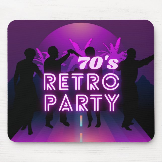 Retro 80er Disco Dance Party Neon Lila Funky Mousepad (Vorne)