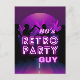 Retro 80er Disco Dance Party Neon Lila Funky Postkarte