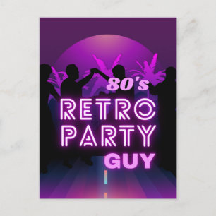 Retro 80er Disco Dance Party Neon Lila Funky Postkarte