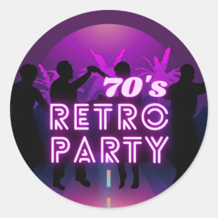 Retro 80er Disco Dance Party Neon Lila Funky Runder Aufkleber