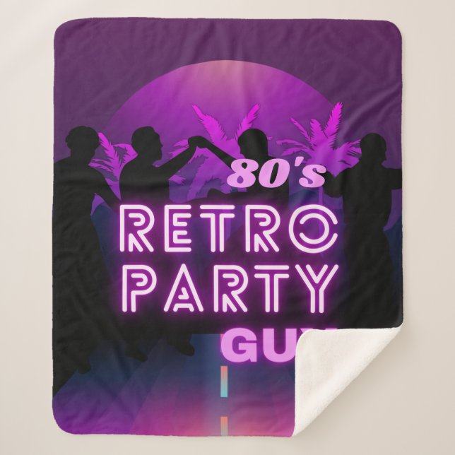 Retro 80er Disco Dance Party Neon Lila Funky Sherpadecke (Vorderseite)