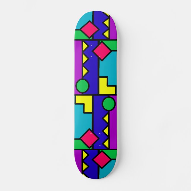 Retro 80er Farbblock Skateboard (Vorderseite)
