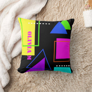 RETRO 80er FASHION NEBENFLUORO BOLD GEOMETRISCHER Kissen