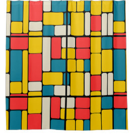 Retro-80er fett geometrisch, modern hell duschvorhang