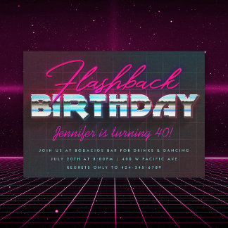 Retro 80er Flashback Geburtstagspartei Einladung