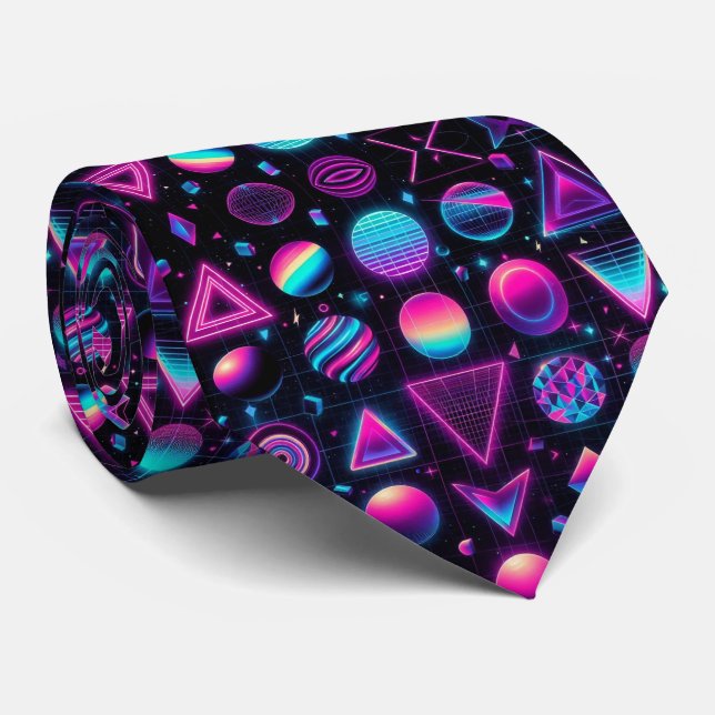 Retro-80er-Funky-Formen-Neon-Halstuch Krawatte (Gerollt)