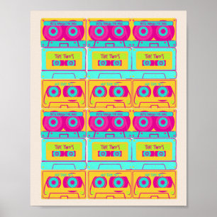 Retro 80er Funky Kassette Illustration Poster