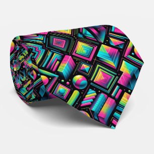 Retro-80er-Funky-Shapes-Neon-Halstuch Krawatte