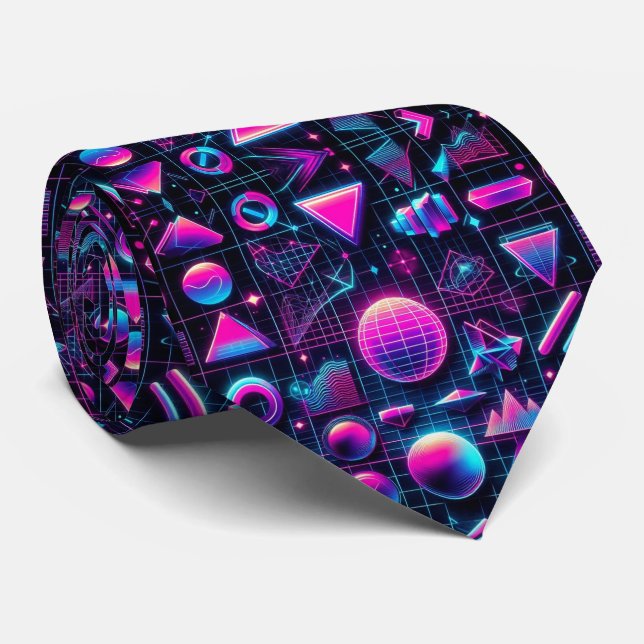 Retro-80er-Funky-Shapes-Neon-Krawatte Krawatte (Gerollt)
