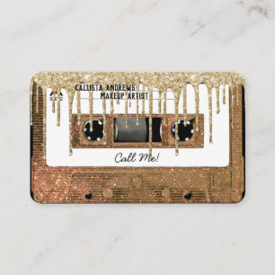 Retro 80er Gold Glitter Tropfen Kassette Mixtape Visitenkarte