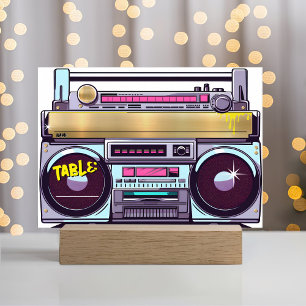 Retro 80er Jahre Hip Hop Colorful Boombox Wedding Platzkarte