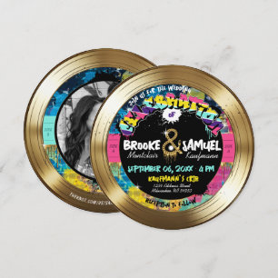 Retro 80er Jahre Hip Hop Foto Gold Record Wedding Einladung