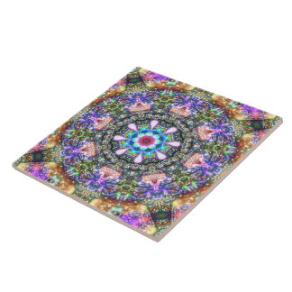 Retro 80er Jahre Hübsches vintage Blumen persische Fliese