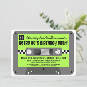 Retro-80er-Jahre-Kassette-Tape-Party-Einladungen Einladung