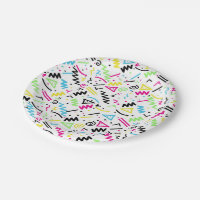 Retro 80er Jahre Neon Pink Green Blue Yellow Doodl