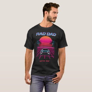 Retro 80er Jahre Rad Dad Synthwave Auto Neon Grid T-Shirt