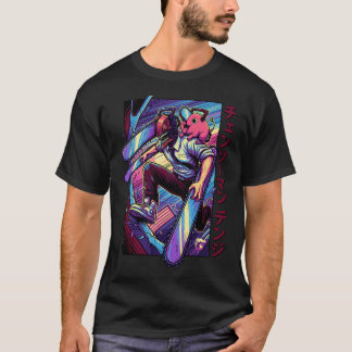 Retro 80er Jungen Kettensäge Haustier Neon Vaporwa T-Shirt