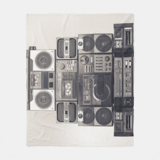 Retro 80er Kassettenrekorder Muster. Fleecedecke