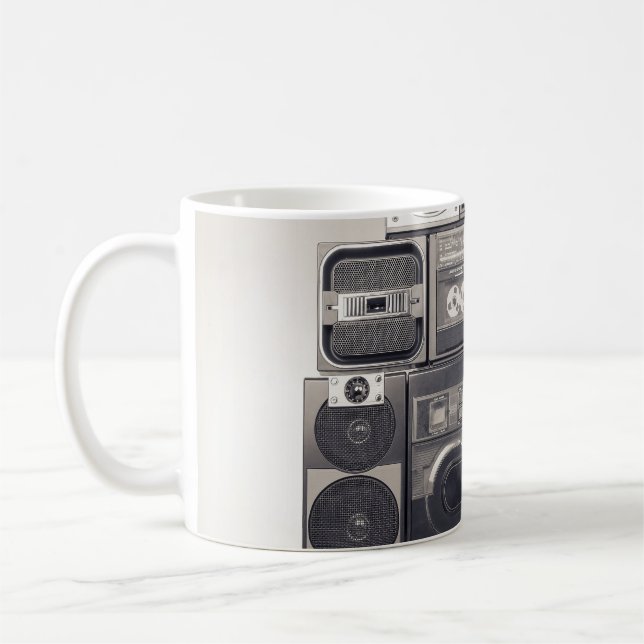 Retro 80er Kassettenrekorder Muster. Kaffeetasse (Links)