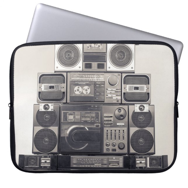 Retro 80er Kassettenrekorder Muster. Laptopschutzhülle (Vorderseite)