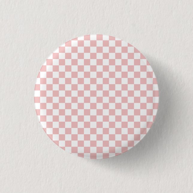 Retro 80er Kinder Babyrosa Schachbrettmuster Button (Vorderseite)
