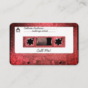 Retro 80er Korallen Glitter Kassetten-Mixtape Visitenkarte