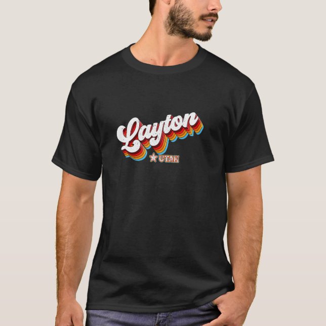 Retro 80er Layton Utah Ut T-Shirt (Vorderseite)