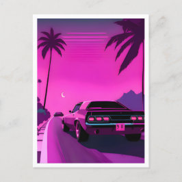 Retro 80er Lo-Fi Nostalgische Neon Vaporwave Postk Postkarte