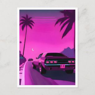 Retro 80er Lo-Fi Nostalgische Neon Vaporwave Postk Postkarte