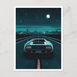 Retro 80er Lo-Fi Vaporwave Futuristic Supercar Postkarte