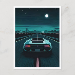 Retro 80er Lo-Fi Vaporwave Futuristic Supercar Postkarte