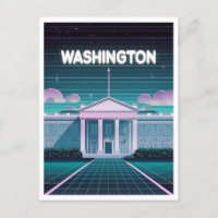 Retro 80er LoFi Synthwave White House Washington D