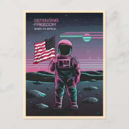 Retro 80er LoFi Vaporwave US Patriotic Astronaut Postkarte