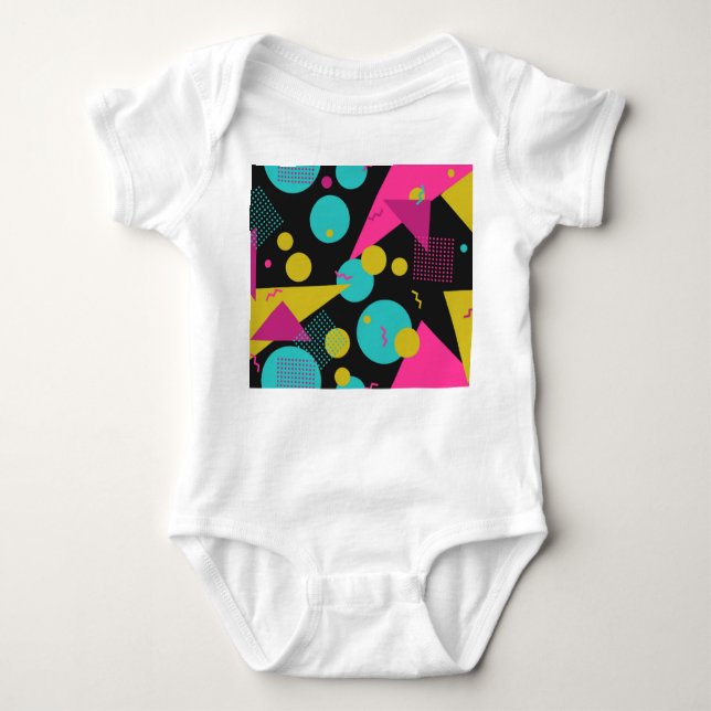 Retro 80er Memphis Geometric Design Baby Strampler (Vorderseite)