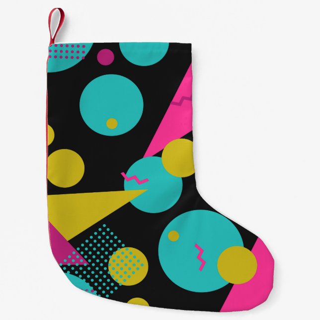 Retro 80er Memphis Geometric Design Kleiner Weihnachtsstrumpf (Vorderseite)